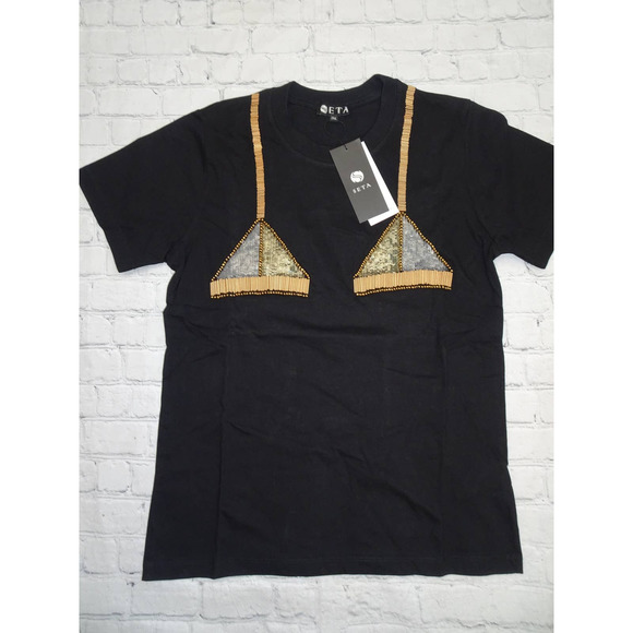 Seta Apparel Women's Bralette T-Shirt, 2XL, Black - Picture 5 of 7